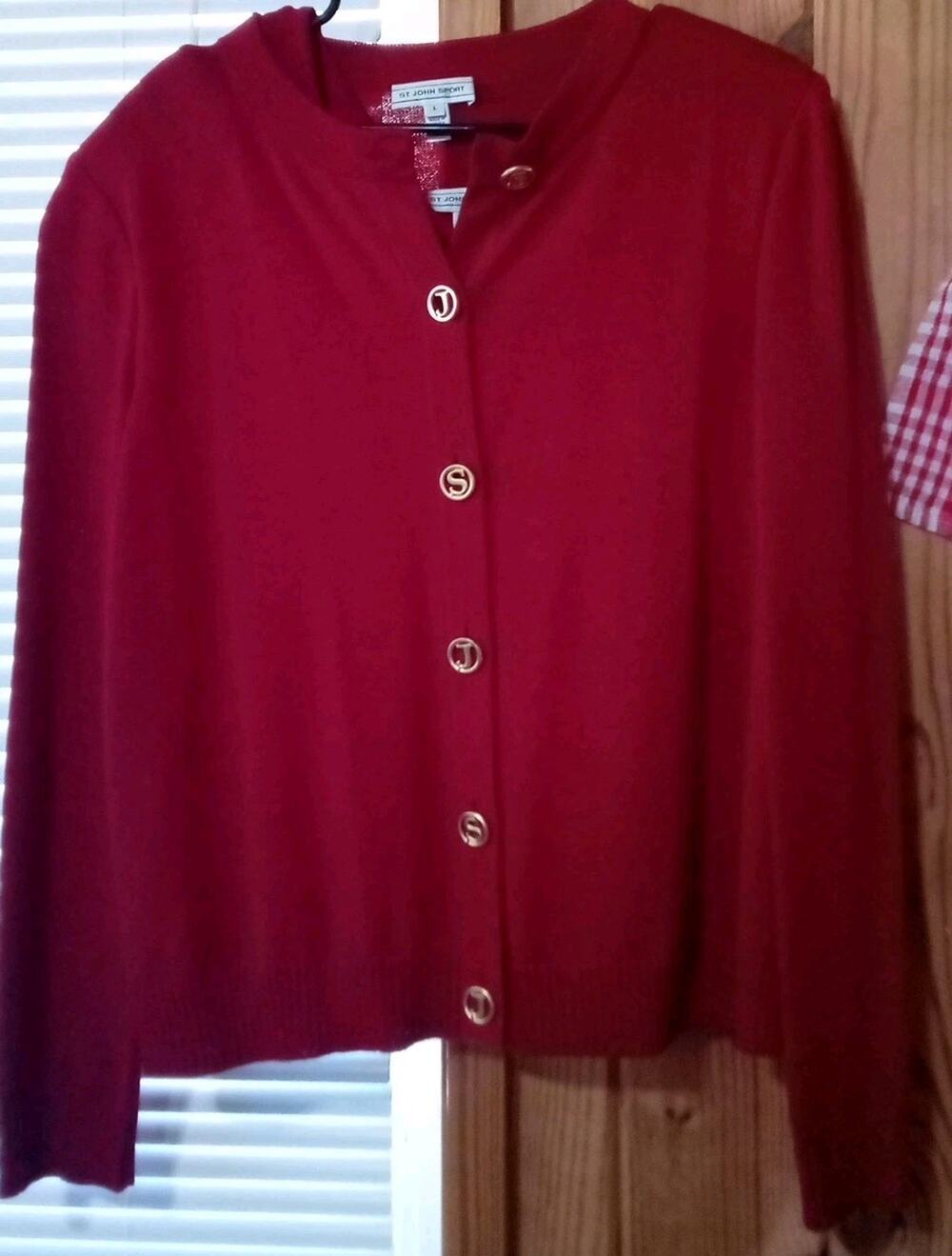 St John Sport Twin Set Sweater / Tank Red Wool/Rayon L